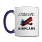 I Work Hard To Support My Airplane - Red - Contrast Coffee Mug - white/cobalt blue