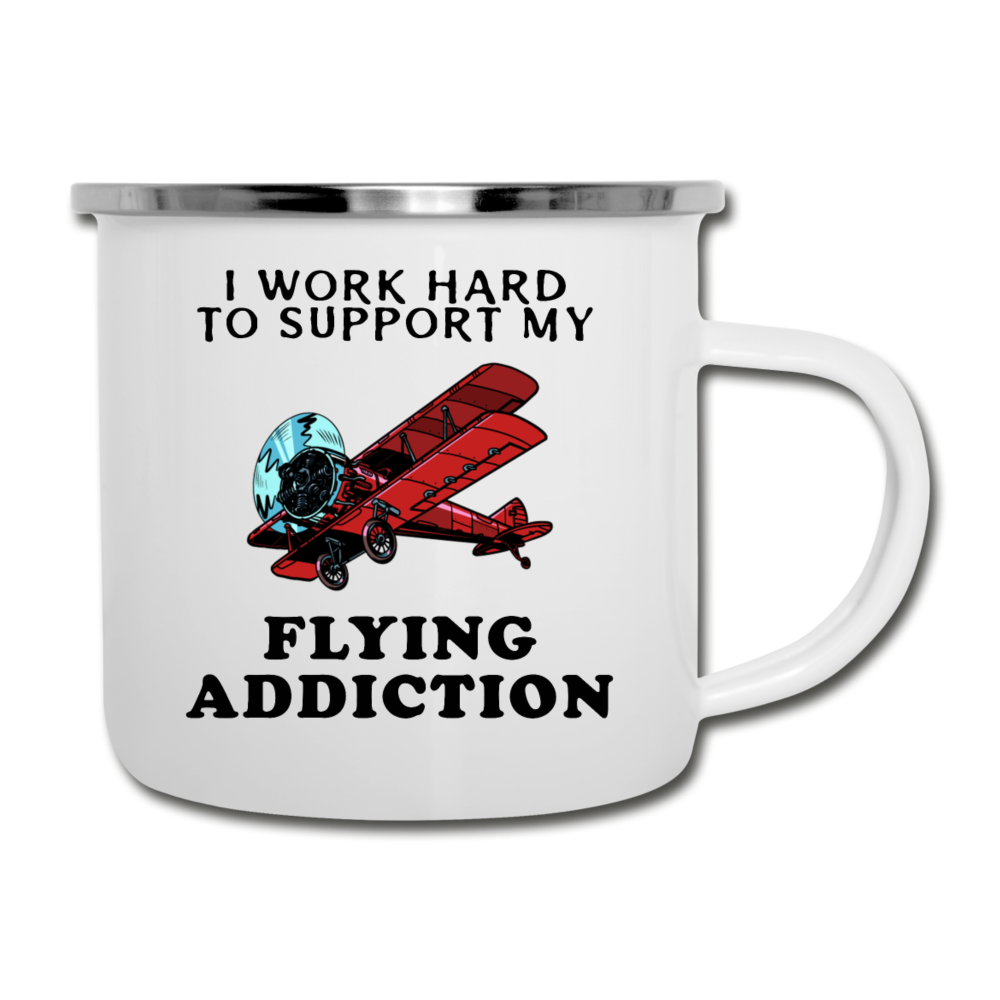 I Work Hard To Support My Flying Addiction - Camper Mug - white