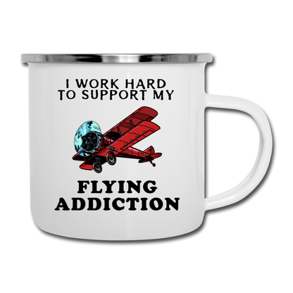 I Work Hard To Support My Flying Addiction - Camper Mug - white