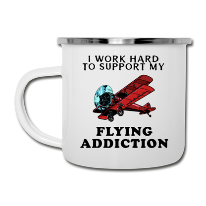 I Work Hard To Support My Flying Addiction - Camper Mug - white