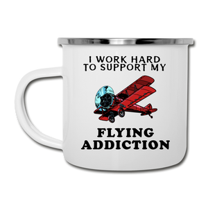 I Work Hard To Support My Flying Addiction - Camper Mug - white