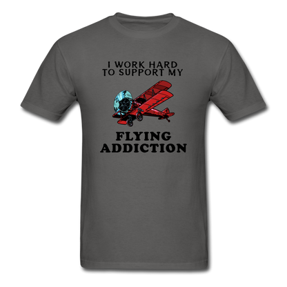 I Work Hard To Support My Flying Addiction - Unisex Classic T-Shirt - charcoal