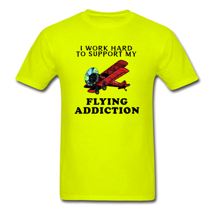 I Work Hard To Support My Flying Addiction - Unisex Classic T-Shirt - safety green