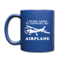 I Work Hard To Support My Airplane - White - Full Color Mug - royal blue