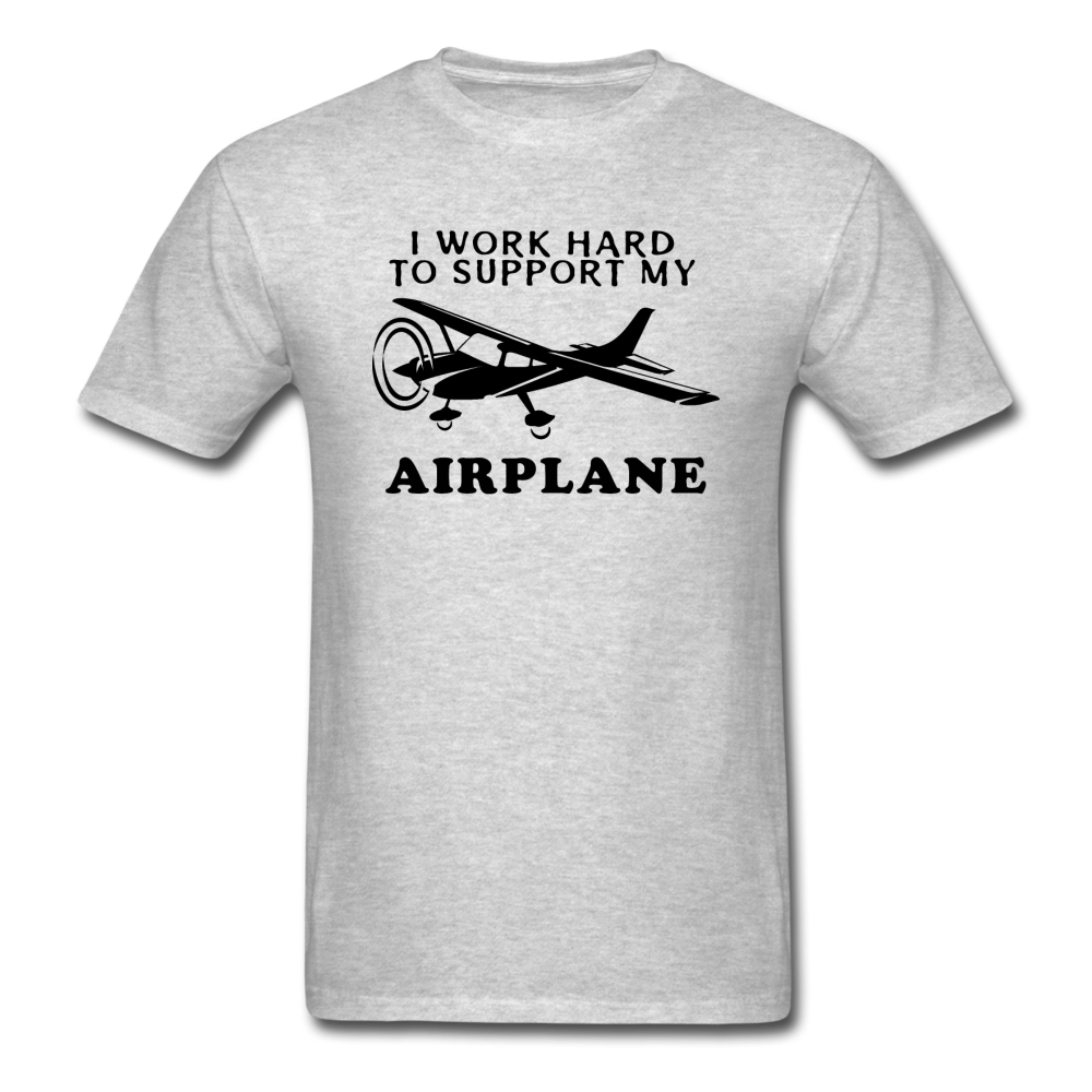 I Work Hard To Support My Airplane - Black - Unisex Classic T-Shirt - heather gray