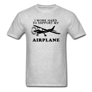 I Work Hard To Support My Airplane - Black - Unisex Classic T-Shirt - heather gray
