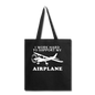 I Work Hard To Support My Airplane - White - Tote Bag - black