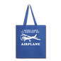 I Work Hard To Support My Airplane - White - Tote Bag - royal blue