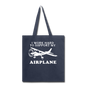 I Work Hard To Support My Airplane - White - Tote Bag - navy