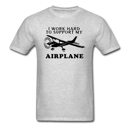 I Work Hard To Support My Airplane - Black - Unisex Classic T-Shirt - heather gray