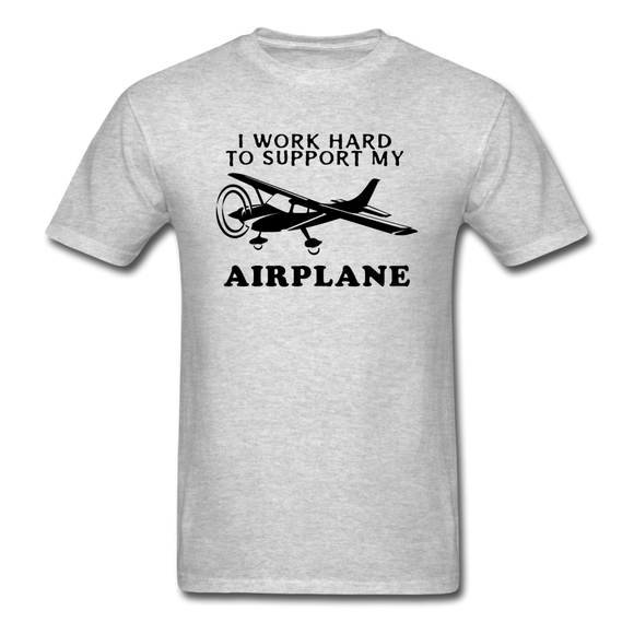 I Work Hard To Support My Airplane - Black - Unisex Classic T-Shirt - heather gray