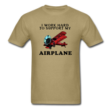 I Work Hard To Support My Airplane - Red - Unisex Classic T-Shirt - khaki