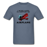 I Work Hard To Support My Airplane - Red - Unisex Classic T-Shirt - denim