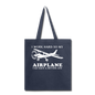 I Work Hard - Airplane Better Life - White - Tote Bag - navy