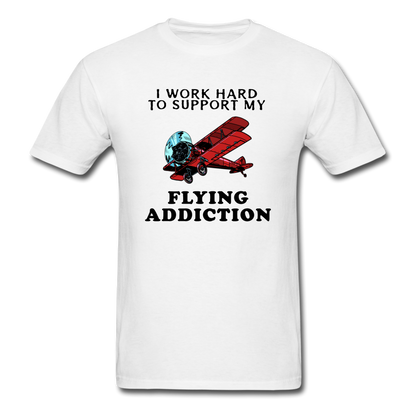 I Work Hard To Support My Flying Addiction - Unisex Classic T-Shirt - white