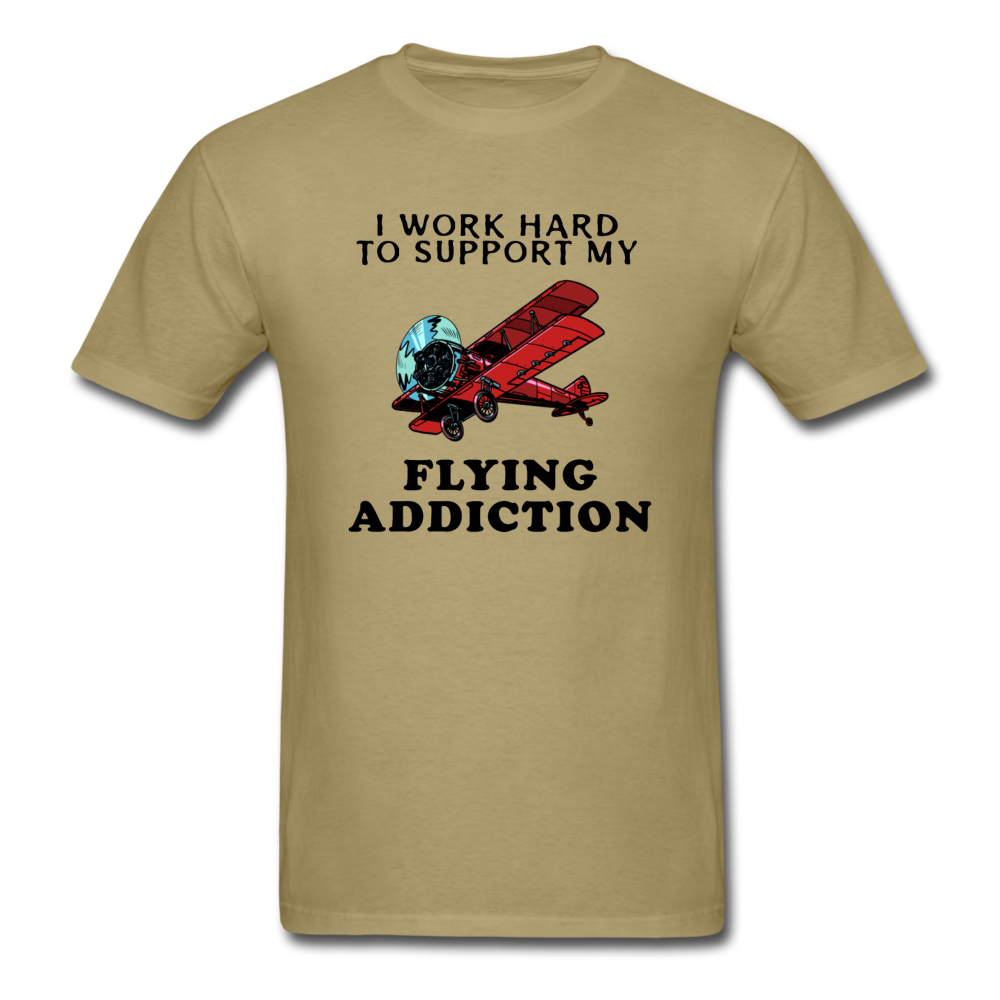 I Work Hard To Support My Flying Addiction - Unisex Classic T-Shirt - khaki