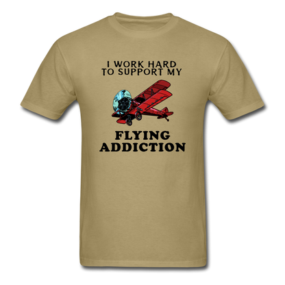 I Work Hard To Support My Flying Addiction - Unisex Classic T-Shirt - khaki