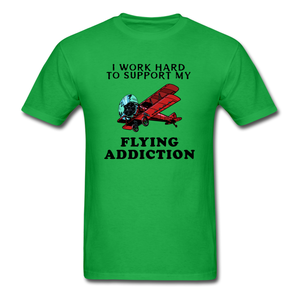 I Work Hard To Support My Flying Addiction - Unisex Classic T-Shirt - bright green