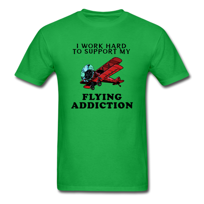 I Work Hard To Support My Flying Addiction - Unisex Classic T-Shirt - bright green