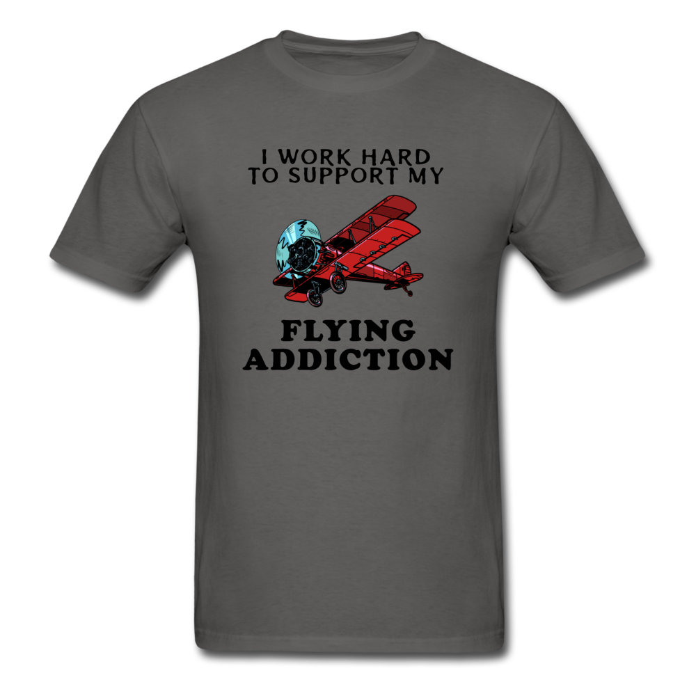 I Work Hard To Support My Flying Addiction - Unisex Classic T-Shirt - charcoal