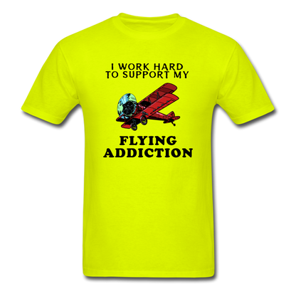 I Work Hard To Support My Flying Addiction - Unisex Classic T-Shirt - safety green