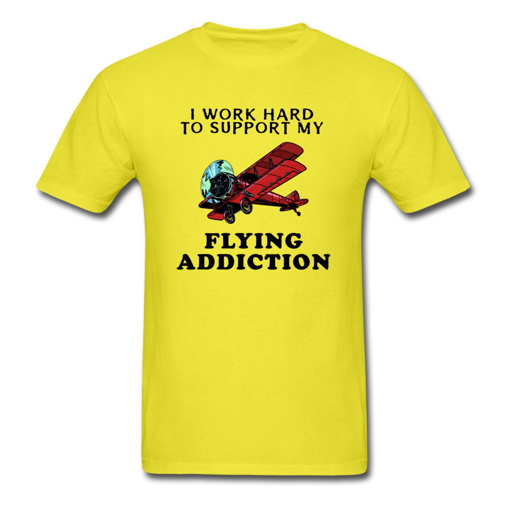 I Work Hard To Support My Flying Addiction - Unisex Classic T-Shirt - yellow