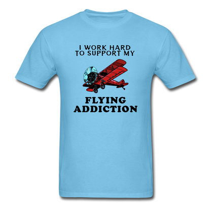 I Work Hard To Support My Flying Addiction - Unisex Classic T-Shirt - aquatic blue