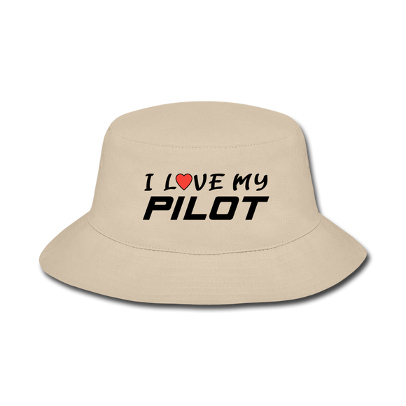 I Love My Pilot v1 - Bucket Hat - cream