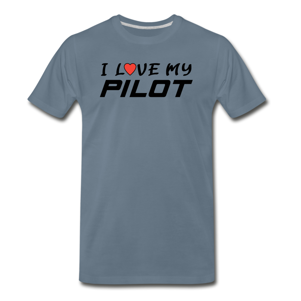 I Love My Pilot v1 - Men's Premium T-Shirt - steel blue