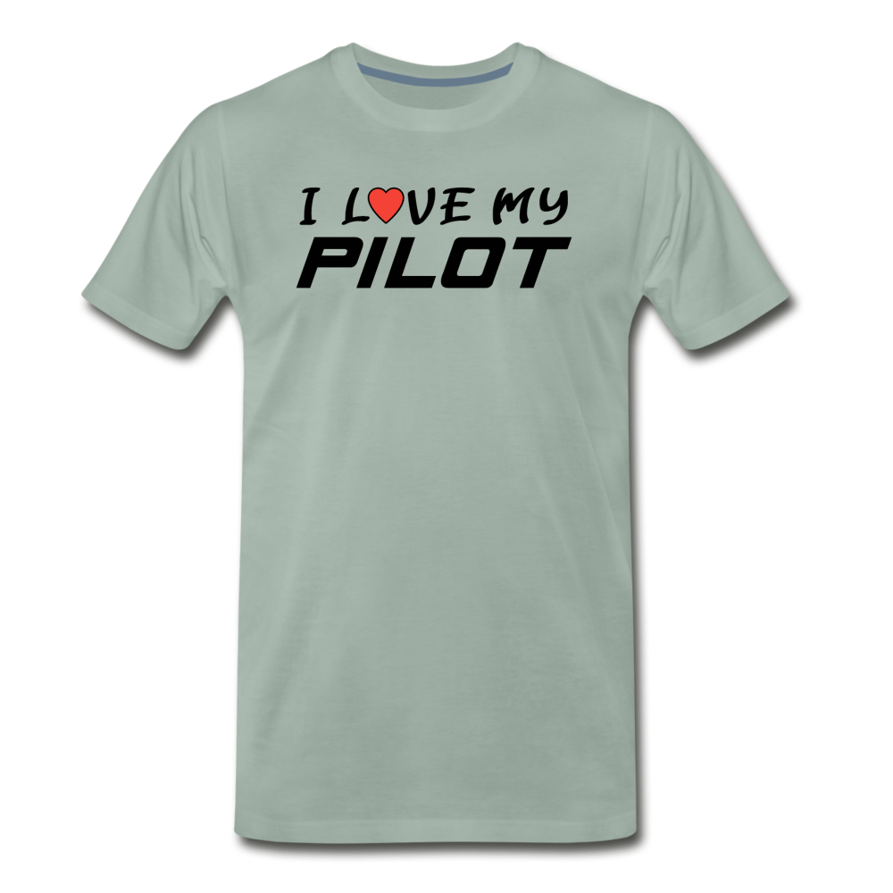 I Love My Pilot v1 - Men's Premium T-Shirt - steel green