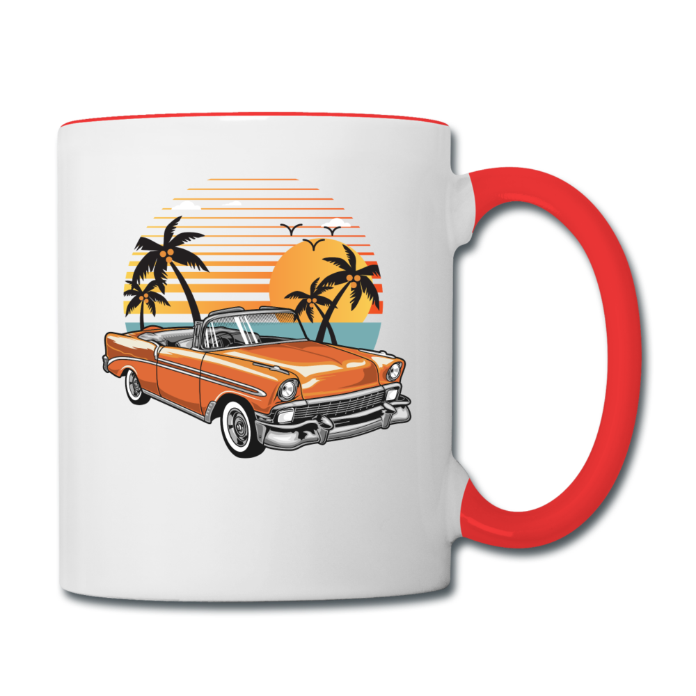 Chevy On The Beach - Contrast Coffee Mug - white/red