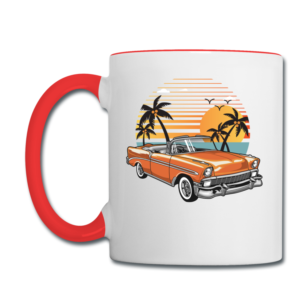 Chevy On The Beach - Contrast Coffee Mug - white/red