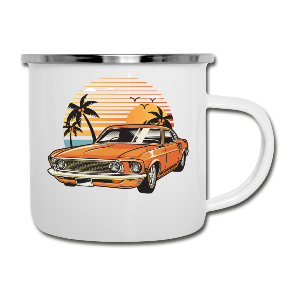 Mustang On The Beach - Camper Mug - white