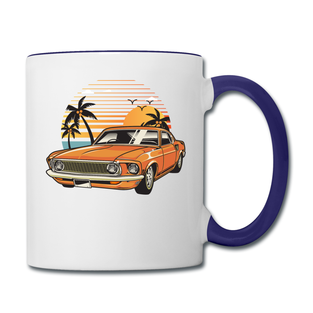 Mustang On The Beach - Contrast Coffee Mug - white/cobalt blue