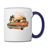 Mustang On The Beach - Contrast Coffee Mug - white/cobalt blue