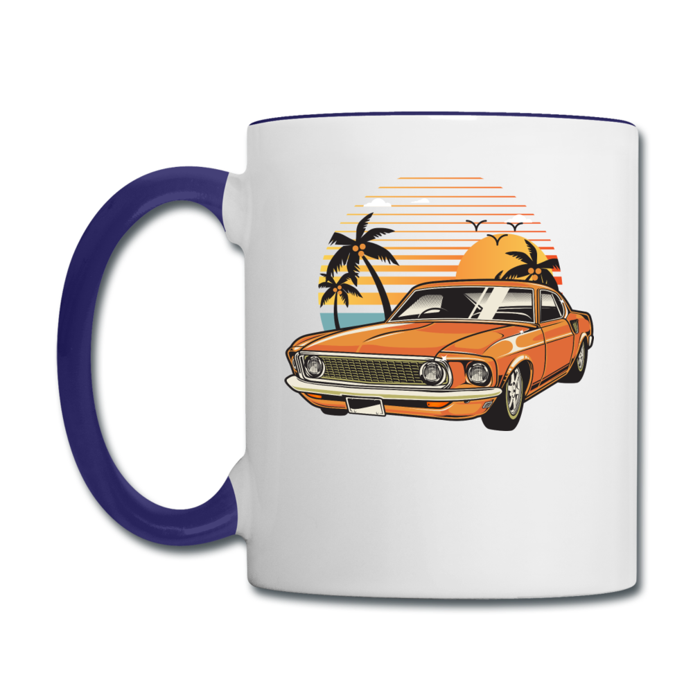 Mustang On The Beach - Contrast Coffee Mug - white/cobalt blue