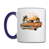 Mustang On The Beach - Contrast Coffee Mug - white/cobalt blue