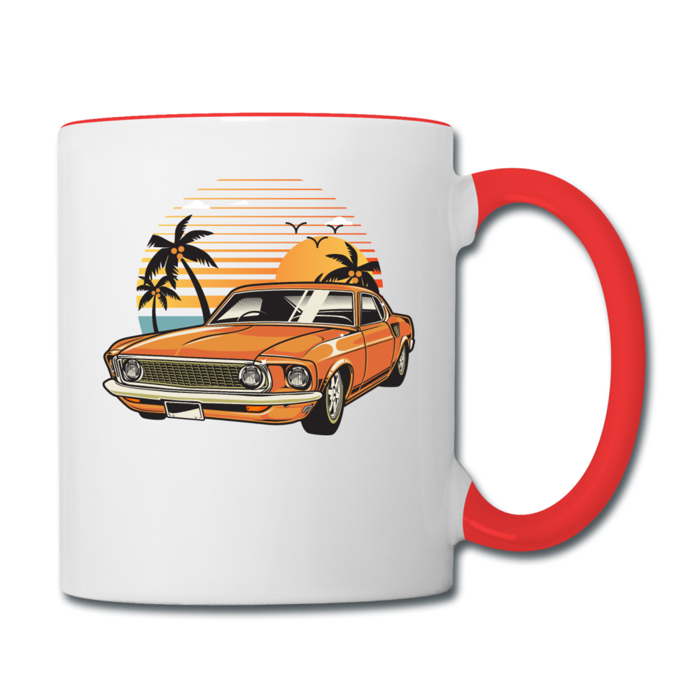 Mustang On The Beach - Contrast Coffee Mug - white/red