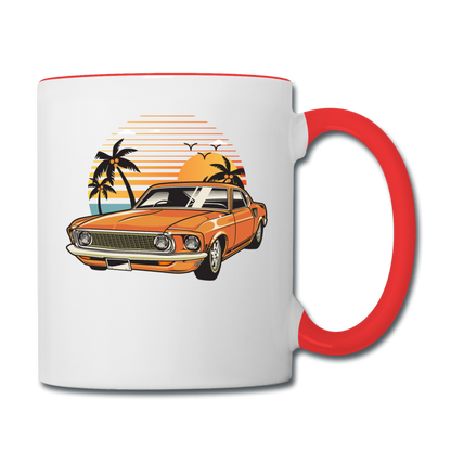 Mustang On The Beach - Contrast Coffee Mug - white/red