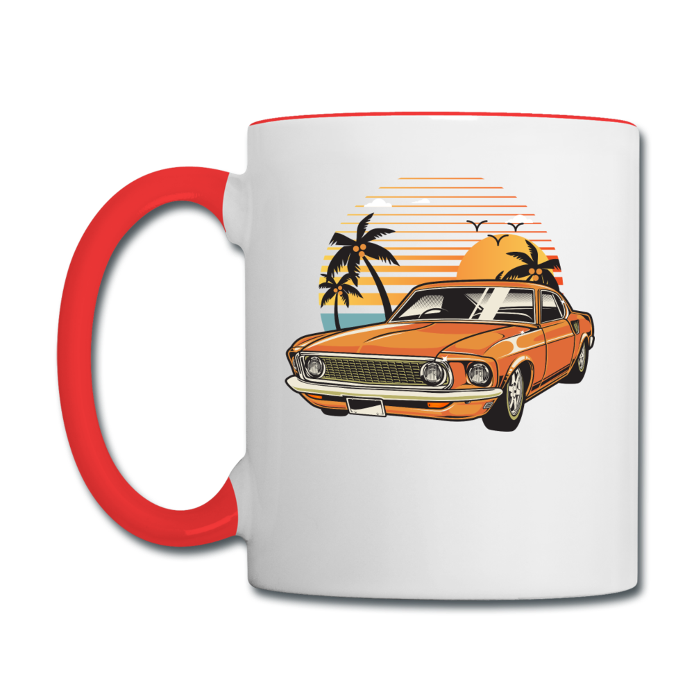 Mustang On The Beach - Contrast Coffee Mug - white/red