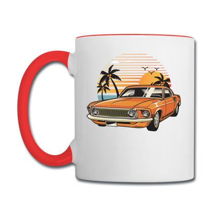 Mustang On The Beach - Contrast Coffee Mug - white/red