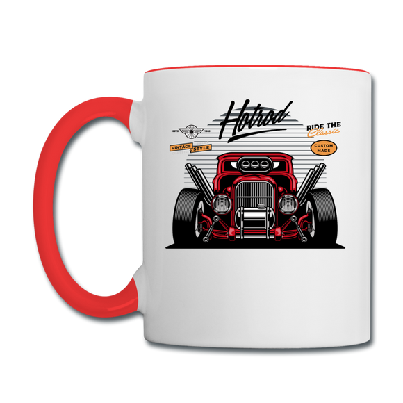 Hot Rod - Front View - Contrast Coffee Mug - white/red