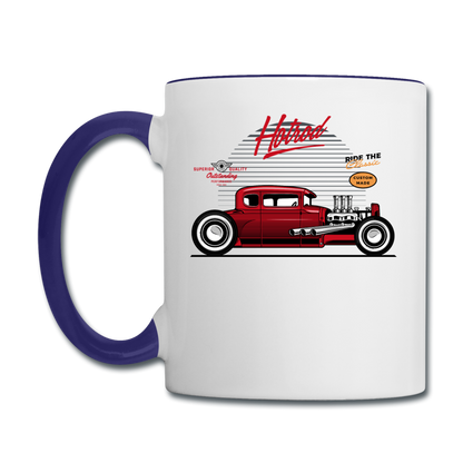 Hot Rod - Side View - Contrast Coffee Mug - white/cobalt blue