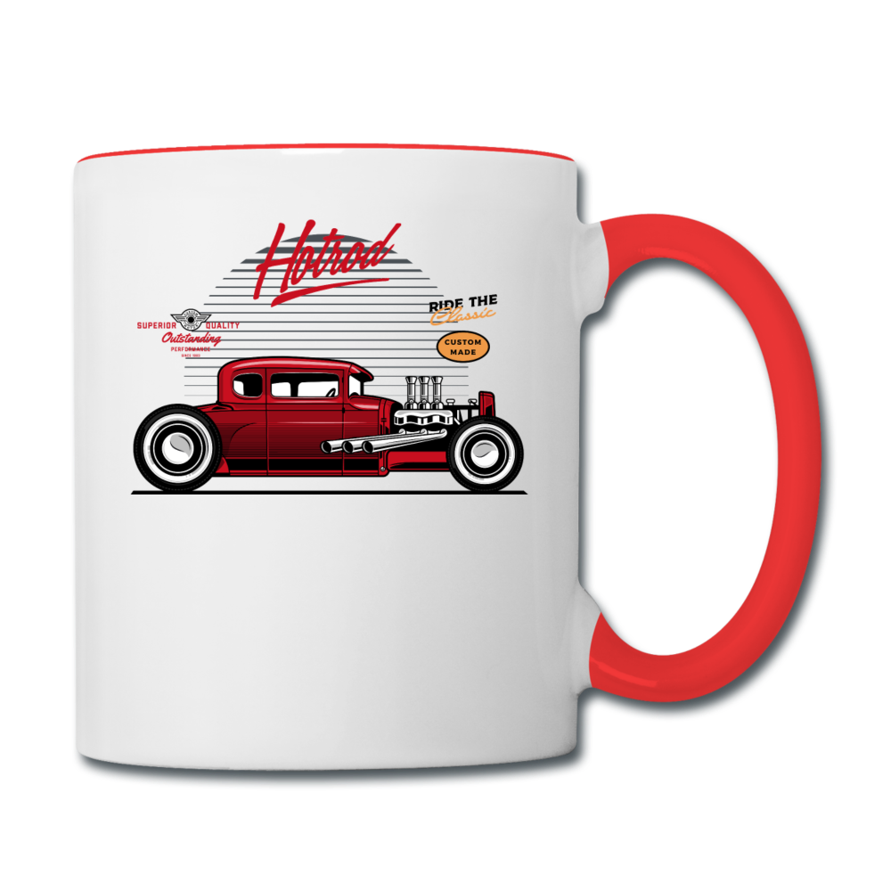 Hot Rod - Side View - Contrast Coffee Mug - white/red