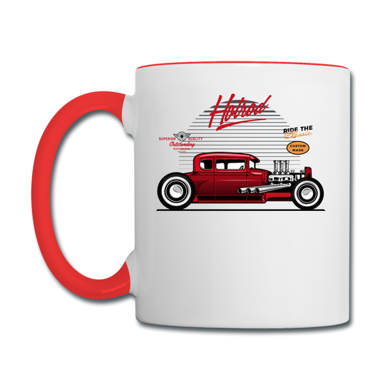 Hot Rod - Side View - Contrast Coffee Mug - white/red