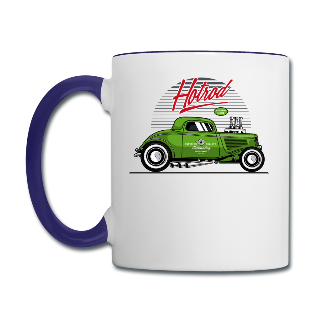 Hot Rod - Green - Contrast Coffee Mug - white/cobalt blue