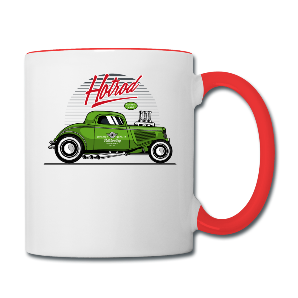 Hot Rod - Green - Contrast Coffee Mug - white/red