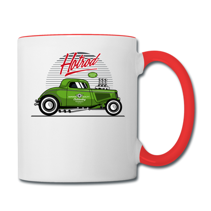 Hot Rod - Green - Contrast Coffee Mug - white/red