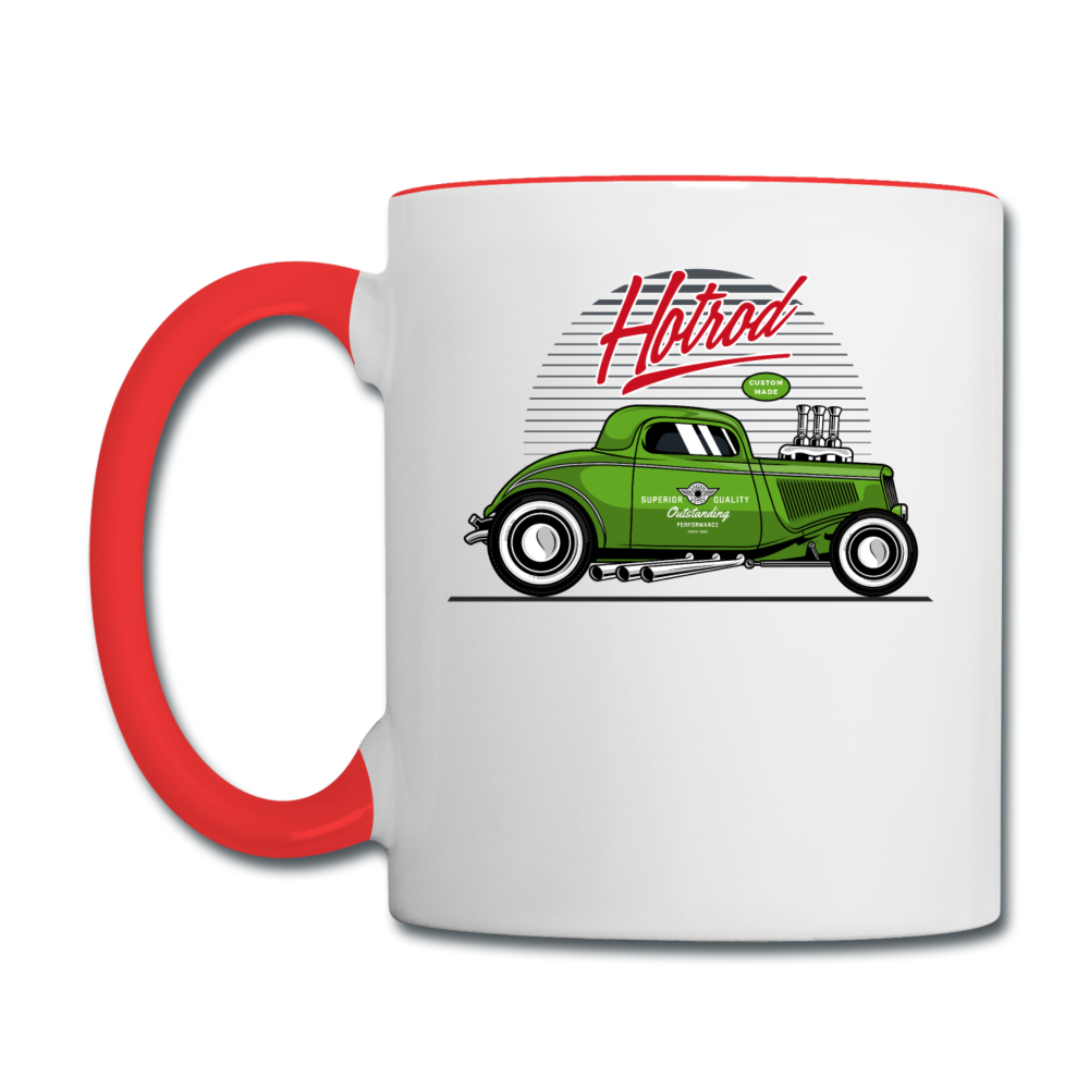 Hot Rod - Green - Contrast Coffee Mug - white/red