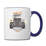 Hot Rod - Vintage Iron - Front View - Contrast Coffee Mug - white/cobalt blue